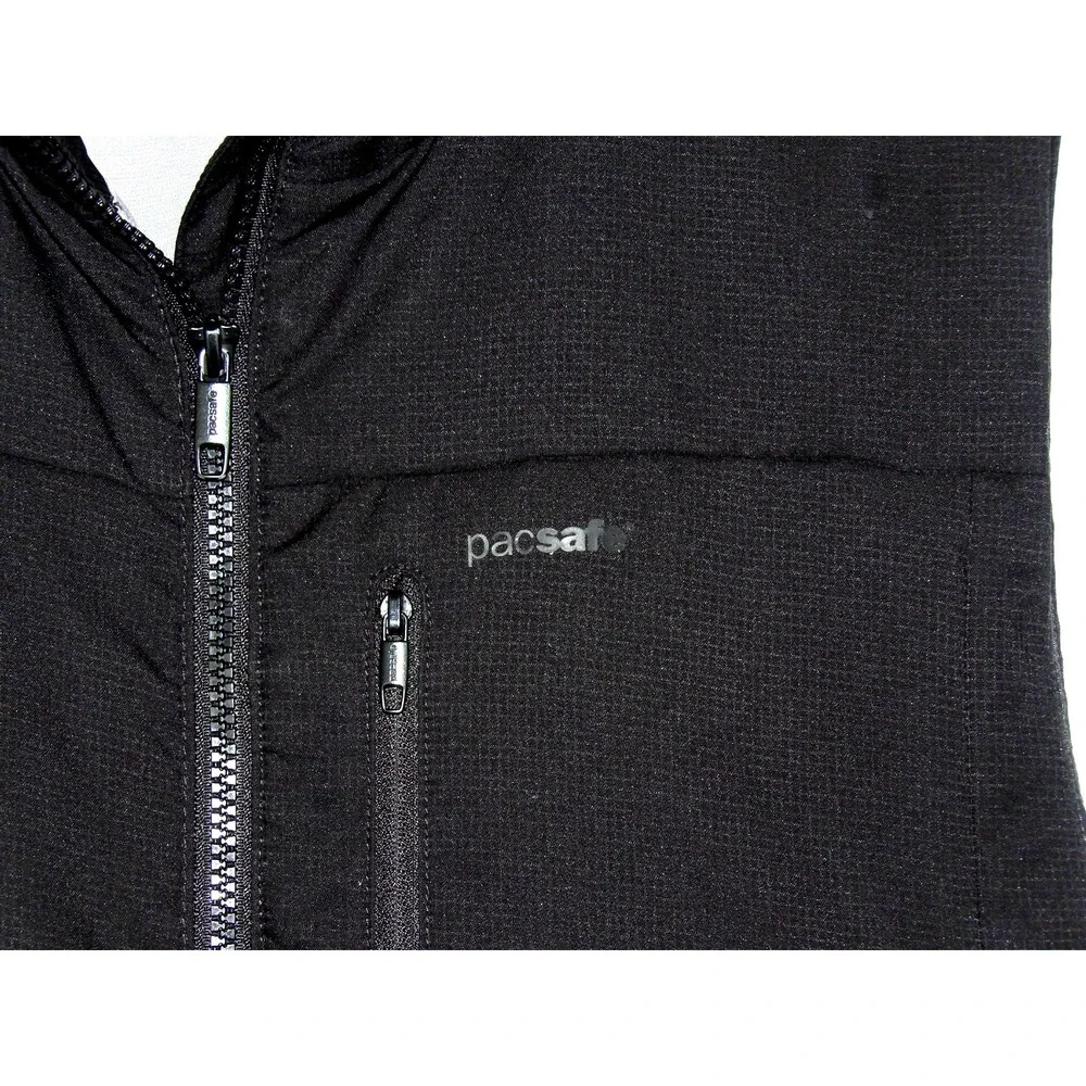 PACSAFE Anti-Theft Technology Transit Black Zip-Up Insulated Vest Men's Small - Picture 4 of 11